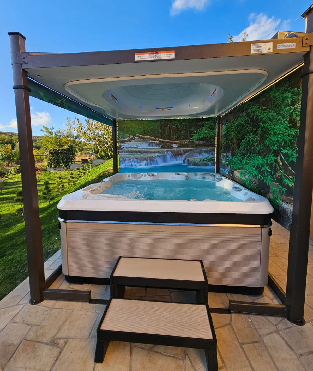 Caldera Spas® Geneva Hot Tub and Covana® Oasis Cover