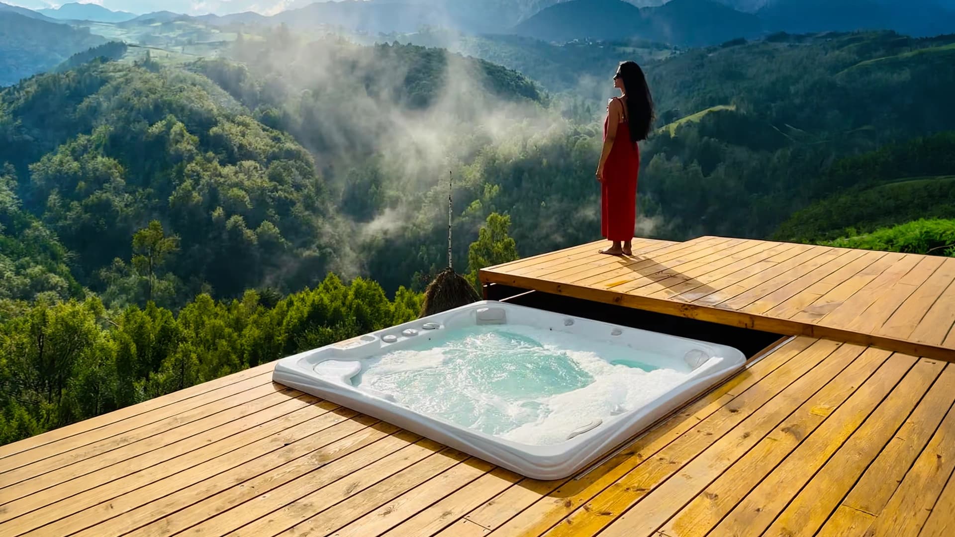 Outdoor Hot Tub Caldera Spas® Seychelles – Hidrostyle Project at Amont Chalet, Piatra Craiului