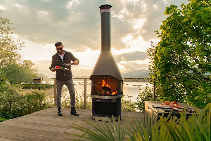 Grătar BBQ premium cu șemineu de interior și exterior HERMAPRO Vario 80