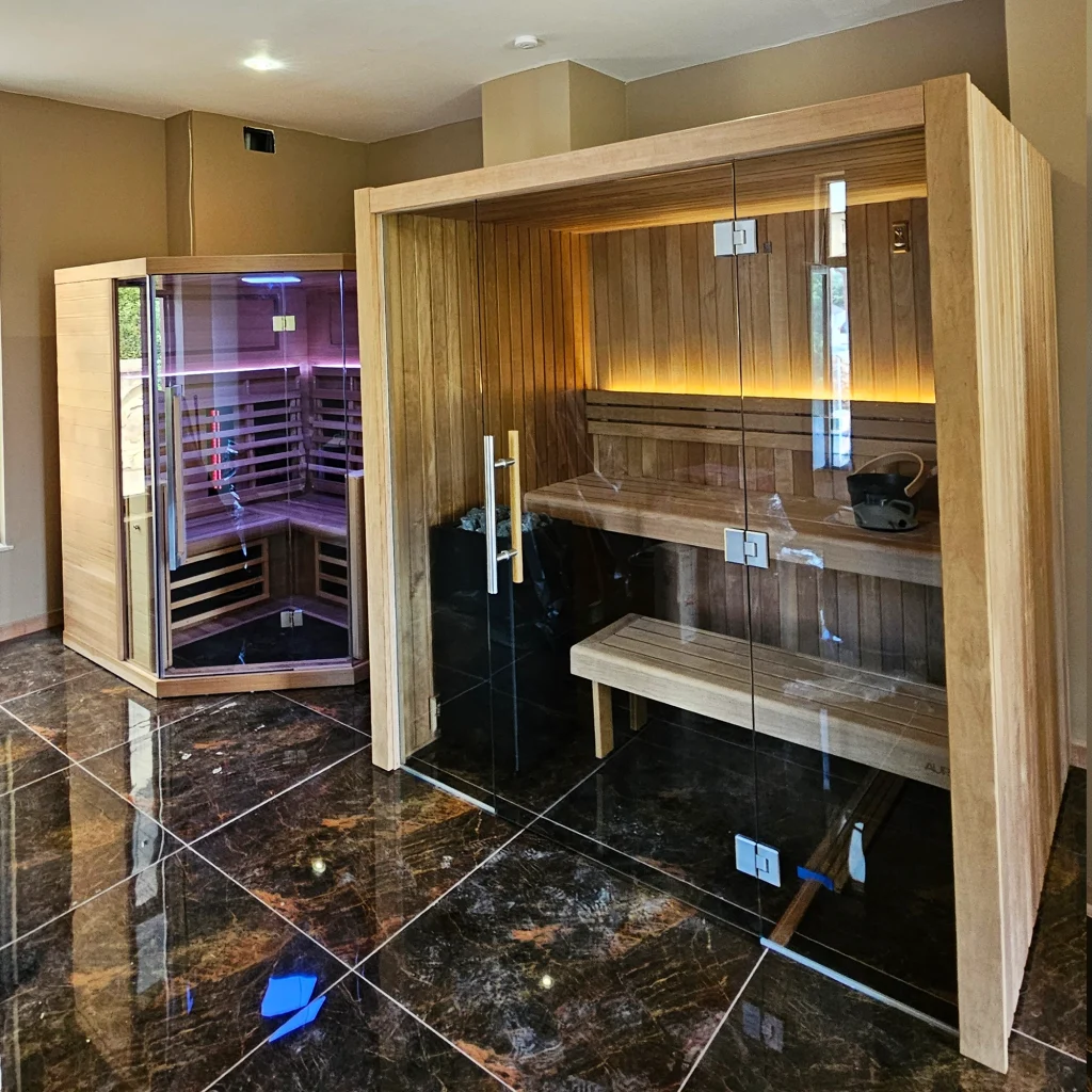Sauna Infrarosu Becker Infra 161 Colt si Sauna finlandeza Auroom Emma Glass proiect Craiova Pic 3